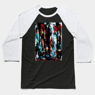 "Fighting Over Nothing" - Angry Expressive Painting Original Art Abstract Artwork Blue Red Black White Real Paint Brush Stroke Textured Wall Art Baseball T-Shirt